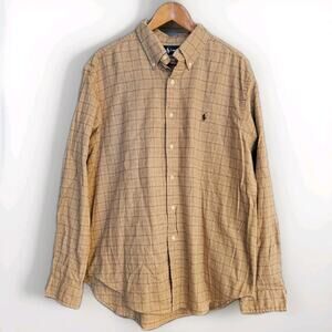 Ralph Lauren men’s button down Flannel shirt Classic fit size XLARGE Tan Brown